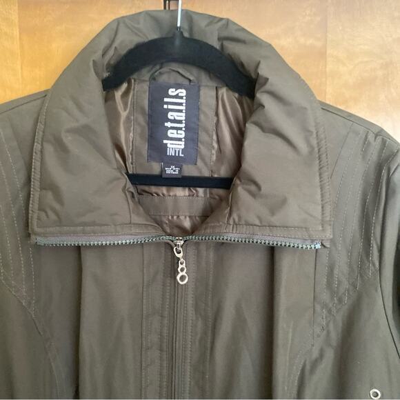 INTL details | Olive Green Utility Jacket Lightweight Lined Zip Up - 1X - Picture 10 of 13